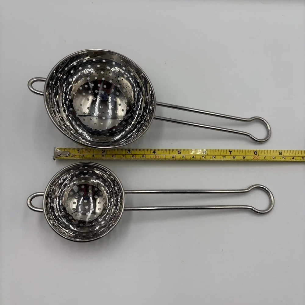 Vintage Stainless Steel Handheld Strainers Set Of 2 Soups Tea